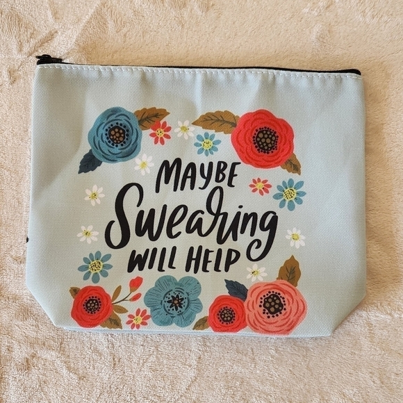 "Maybe Swearing Will Help" Make Up Cosmetic Bag Zipper Pouch - Picture 2 of 6